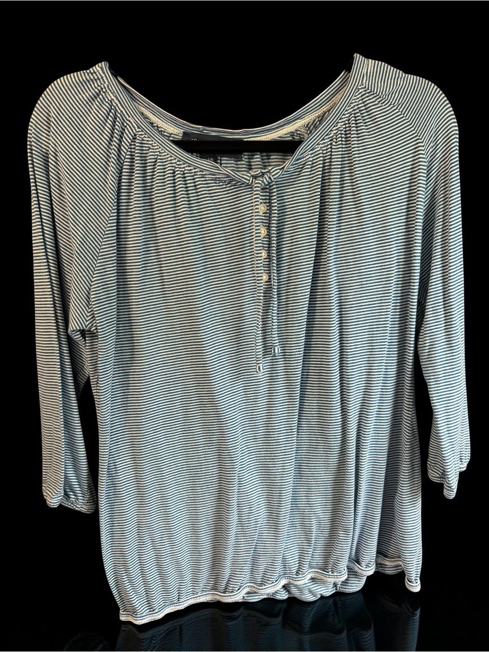 Jones New York Striped Peasant Top Blue White Size Large